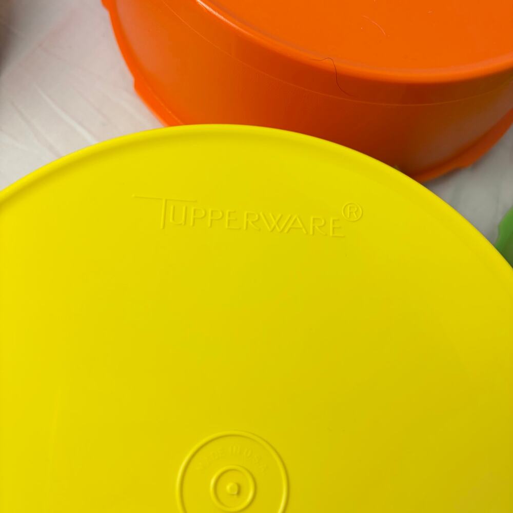 NIB VTG Tupperware Autumn harvest servalier 3 pc stacking canister set 1204 - Picture 7 of 8
